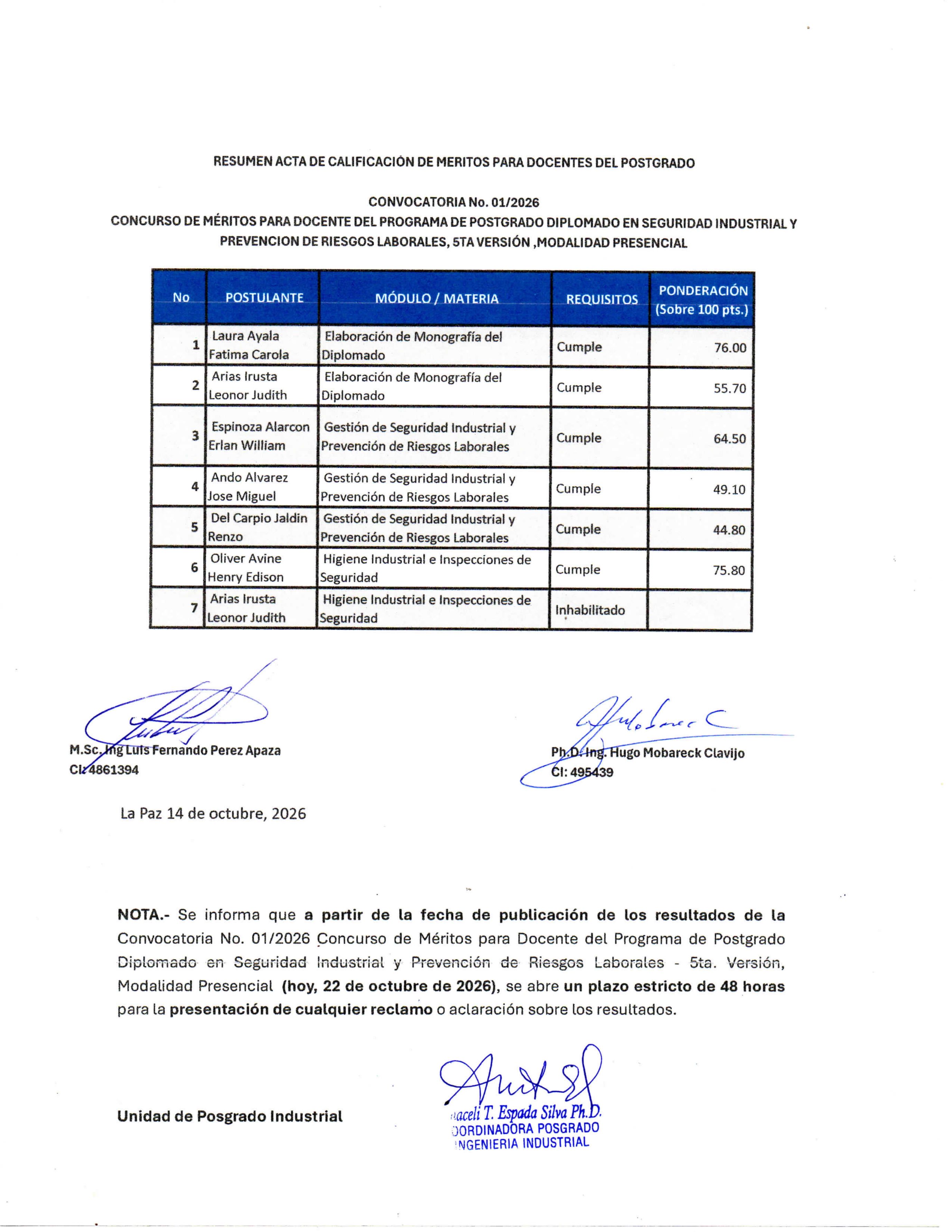 Imagen del comunicado
